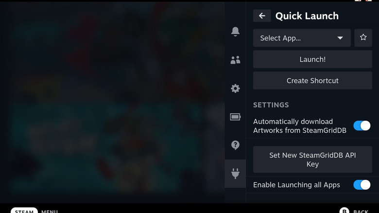 quick launch options