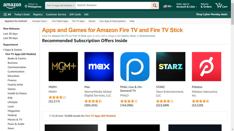 Amazon Fire TV app list