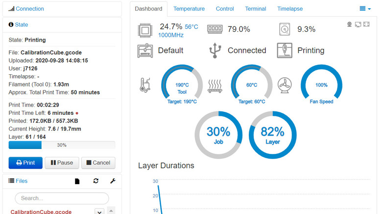 OctoPrint Dashboard tab plugin