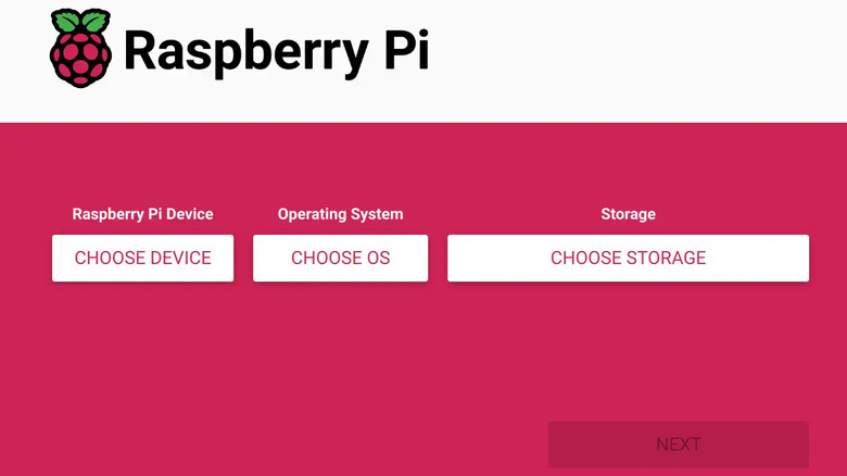 Raspberry Pi Imager setup window