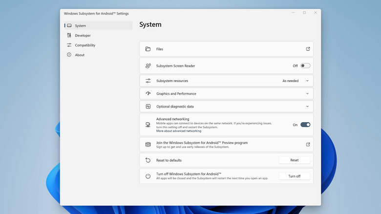 Windows Subsystem for Android screenshot