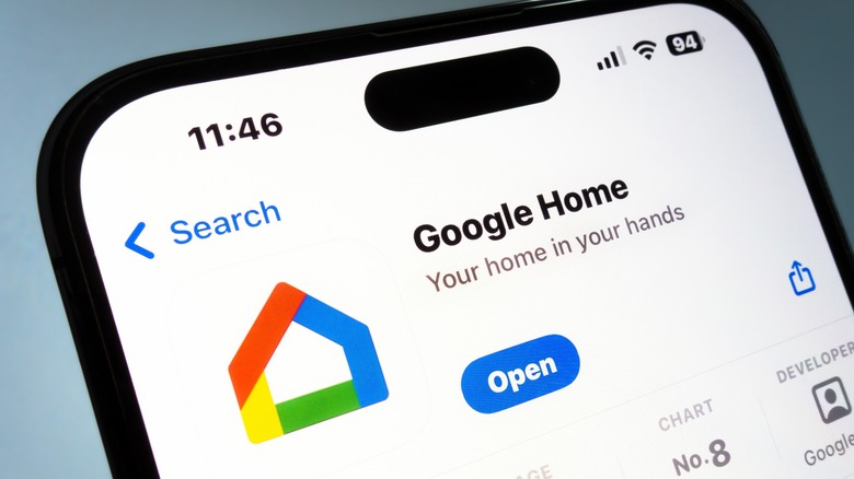 Google Home app on cellphone