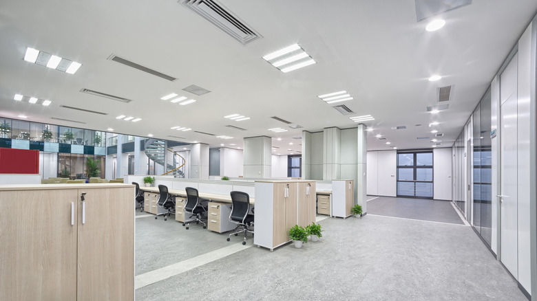 bright office with desks