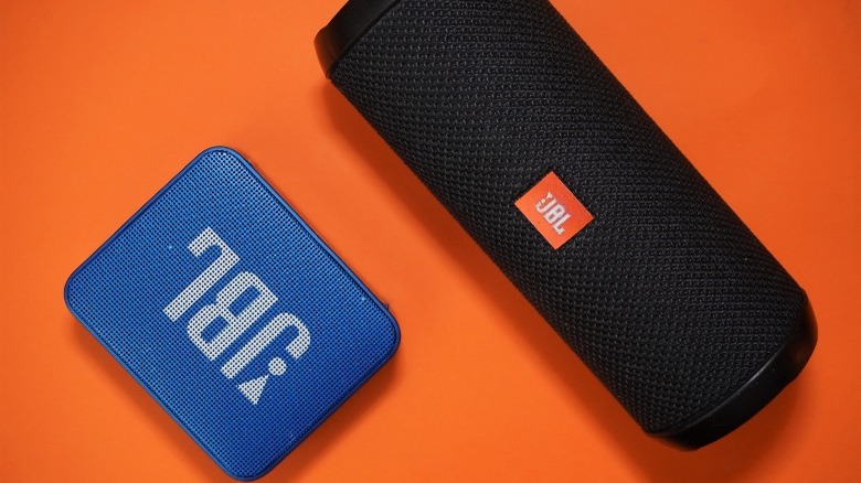 Two JBL portable speakers