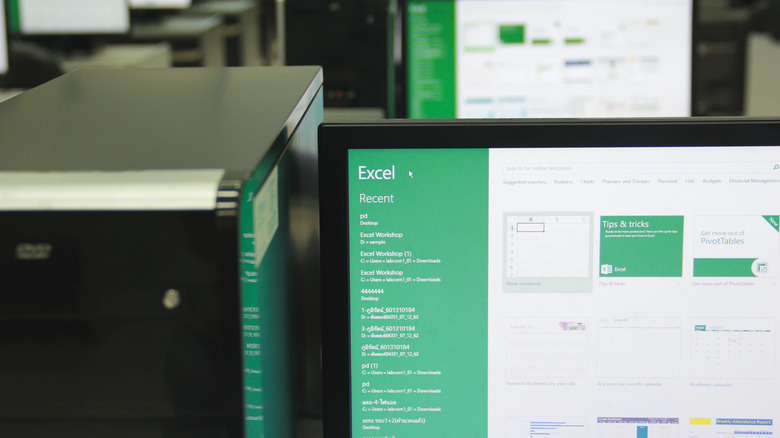 Microsoft Excel on PC in office