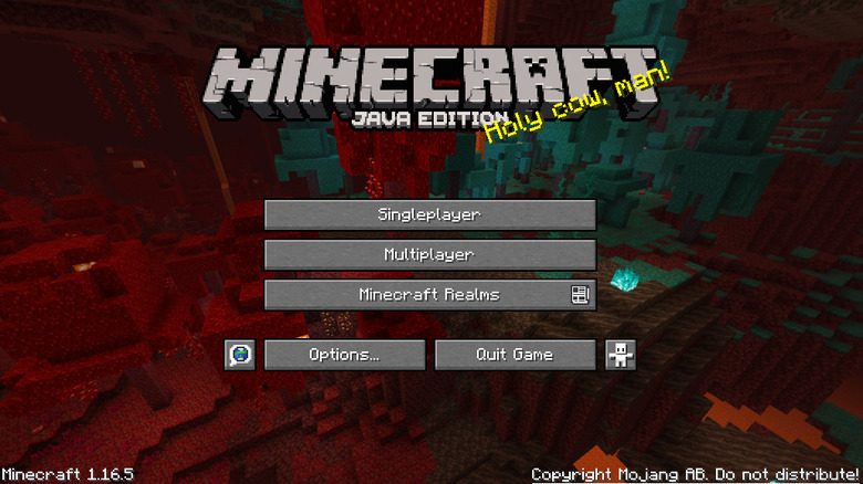 Minecraft login screen