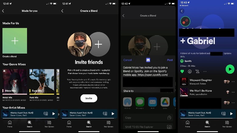 Spotify mobile app interface with Blend