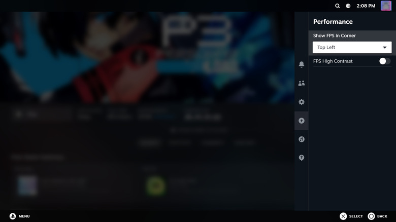 Performance tab on Steam