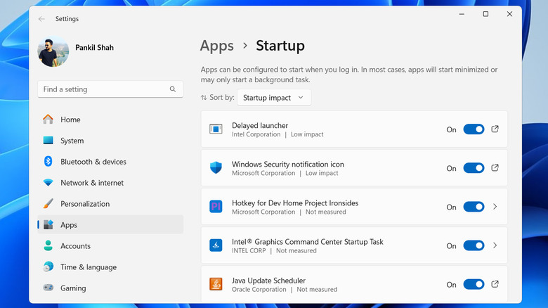 Startup apps in Windows 11