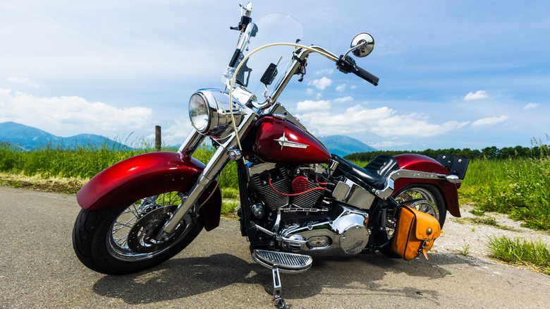 A Harley Davidson motorcycle outside