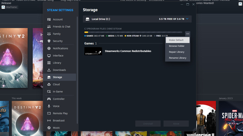 Making a default library on Steam