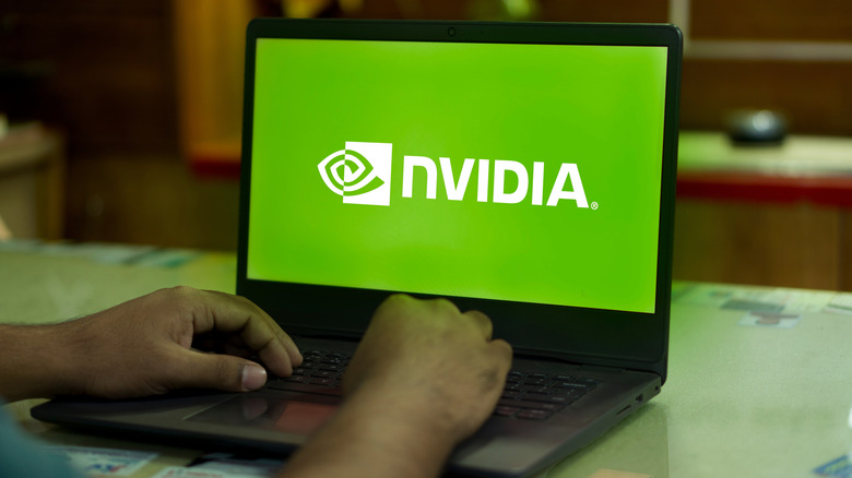 Nvidia logo on laptop screen