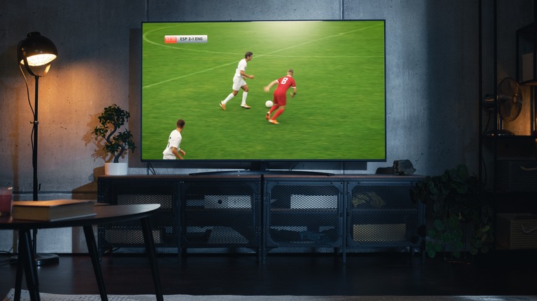 TV with Soccer Match on