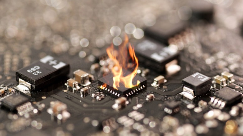 integrated circuit on fire