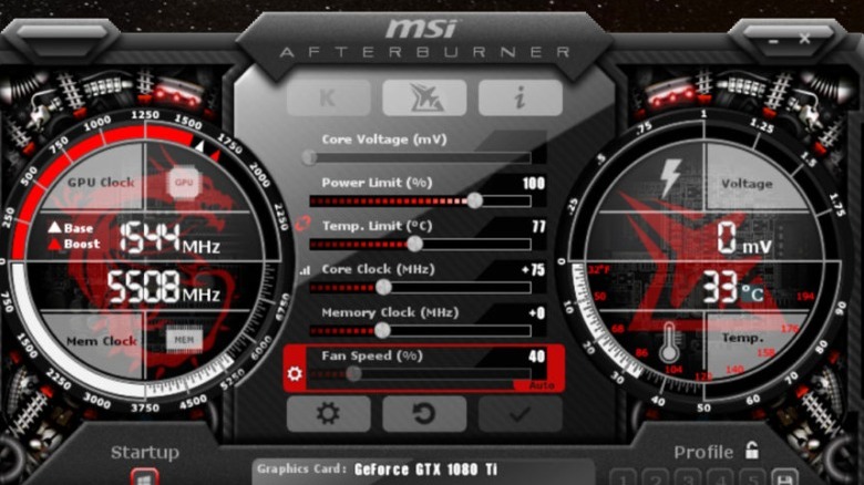 MSI Afterburner user itnerface