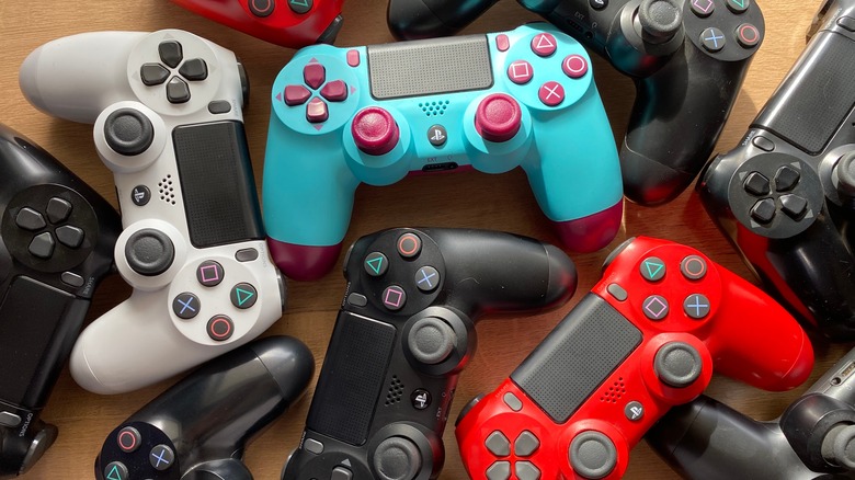 DualShock controllers in different colors