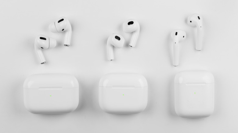 Three generations of AirPods