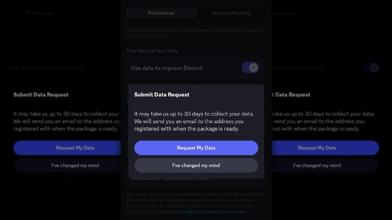 Discord Data Request Screen