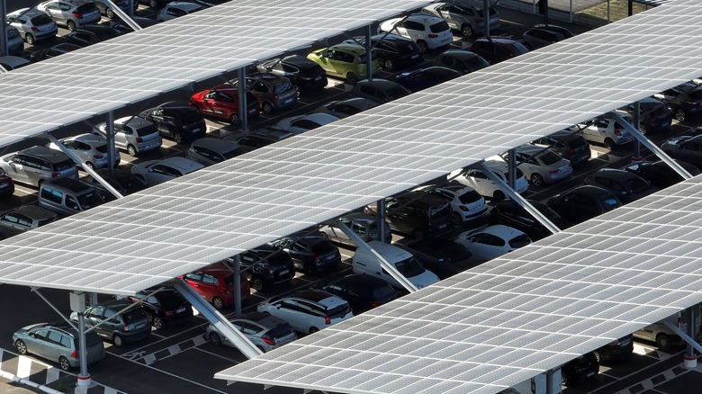 Cars parked in the shade