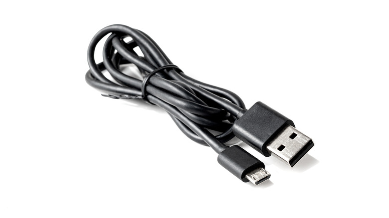 USB cable tied together