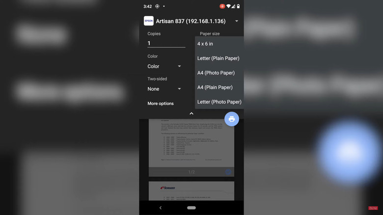 wirelessly printing screenshot using android