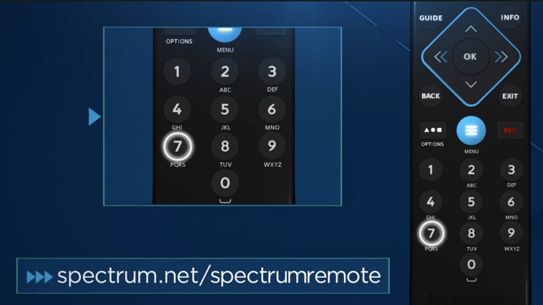 Entering programming code Spectrum remote