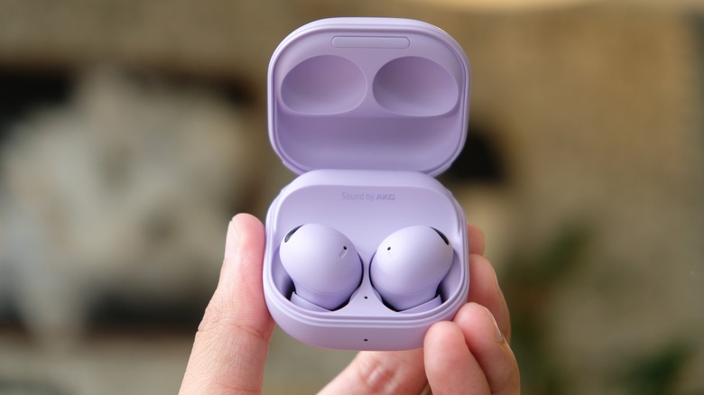 Person holding Samsung Galaxy Buds 2 Pro case