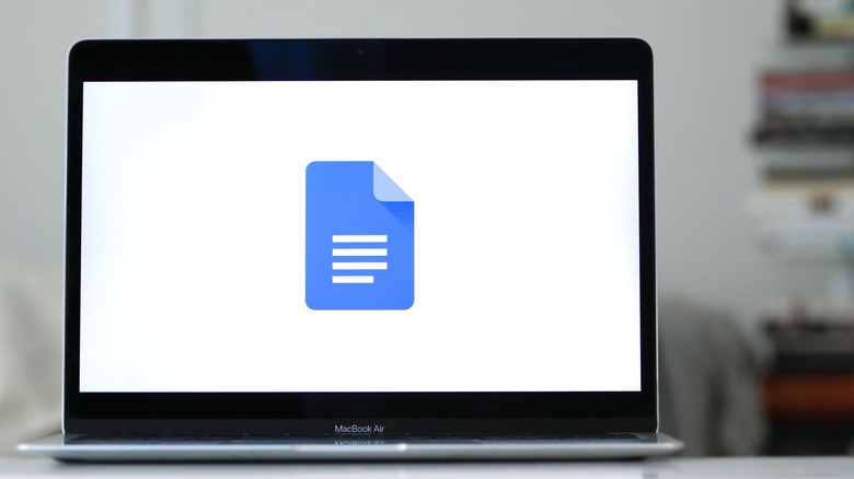 Google Docs logo on a laptop screen