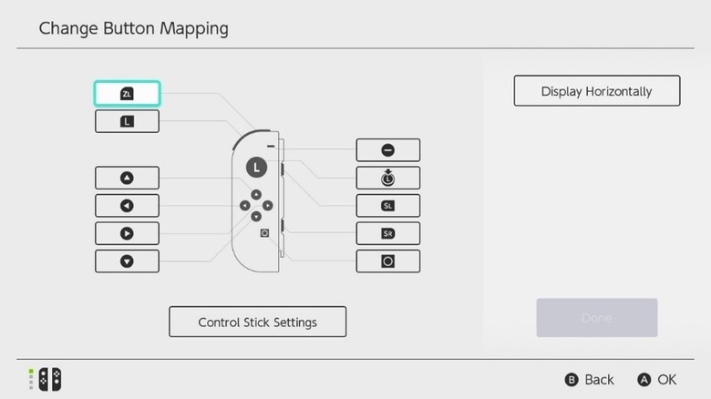 Nintendo Switch button mapping menu