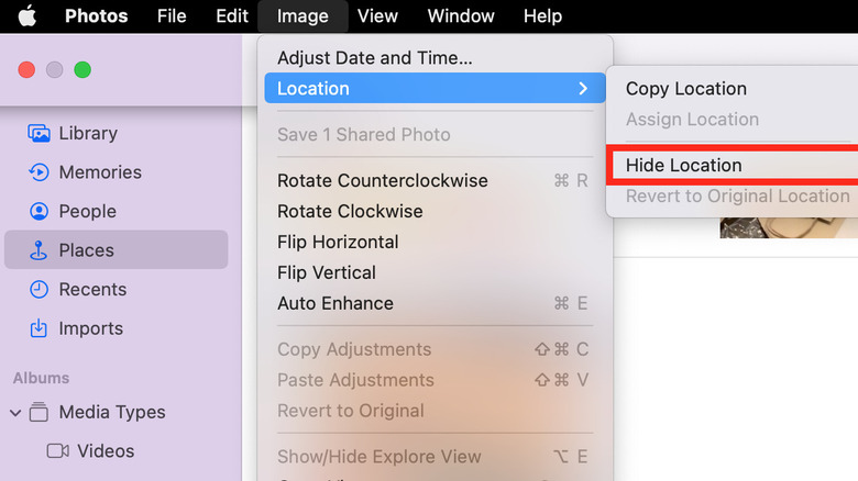 steps to hide location metadata on photos with a Mac