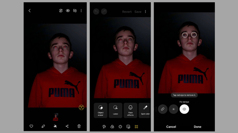 Removing red-eye using Samsung Gallery app