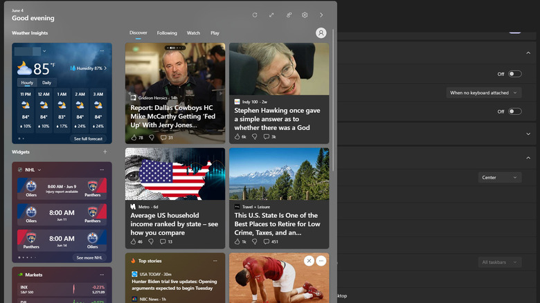 open news feed widget