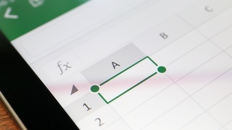 Microsoft Excel with cell highlighted