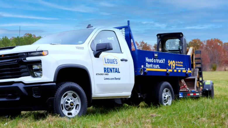 Lowe's rental truck in the grass