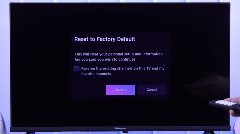 Reset to factory default menu on Hisense TV