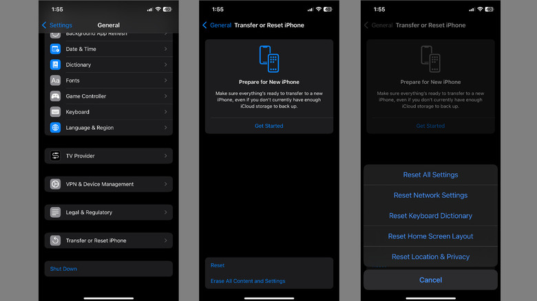 Reset network settings on iPhone