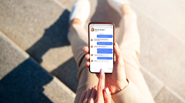 Person using messaging app