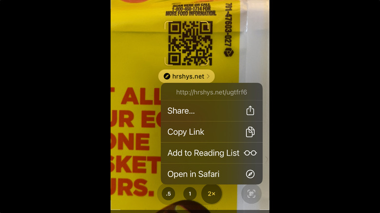 QR code info menu