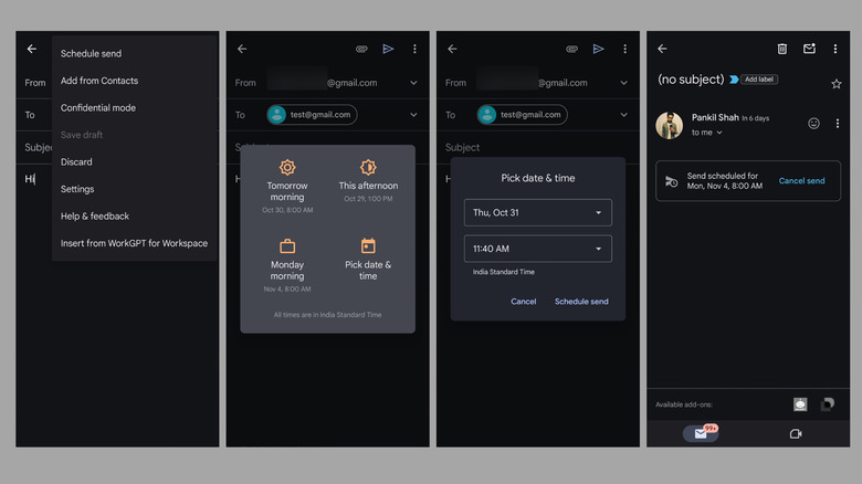 Scheduling emails in Gmail for Android