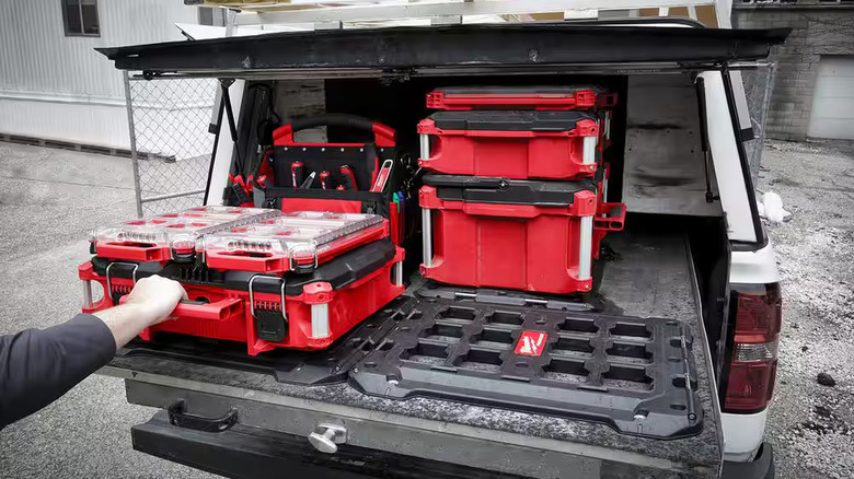 Milwaukee Packout mounting plate in truck bed