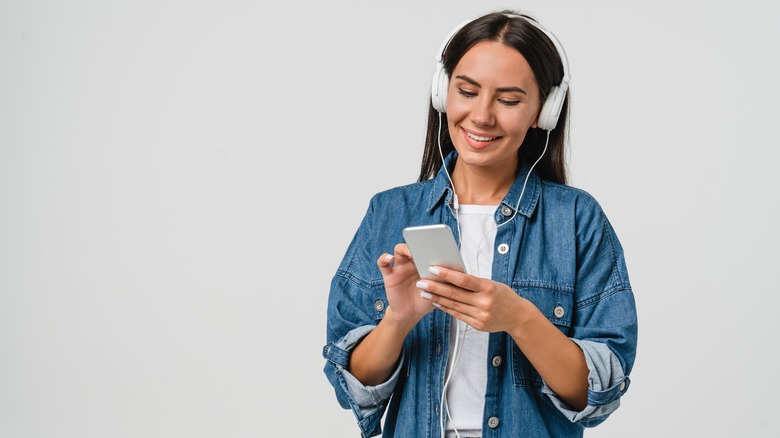 Woman listening to music