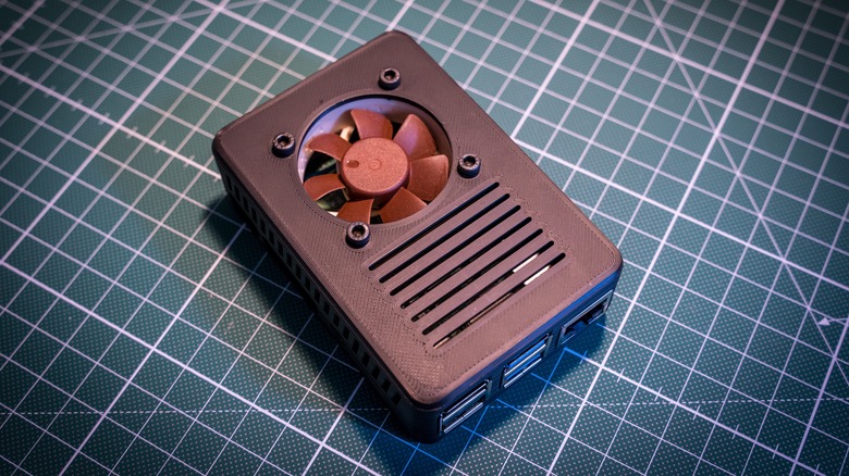 Raspberry Pi in a case with a fan