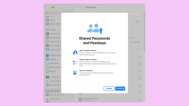 macOS Sonoma Shared Passwords Passkeys