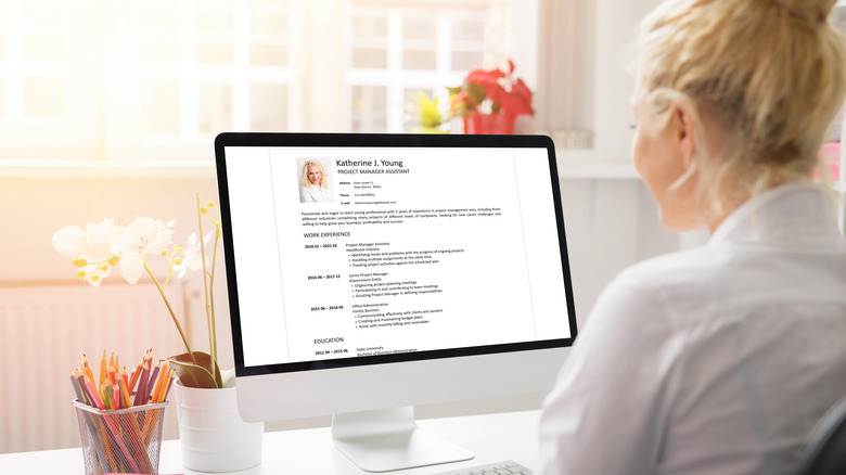 woman creating a resume 