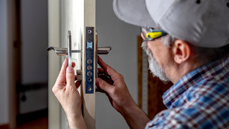 examining an interior door