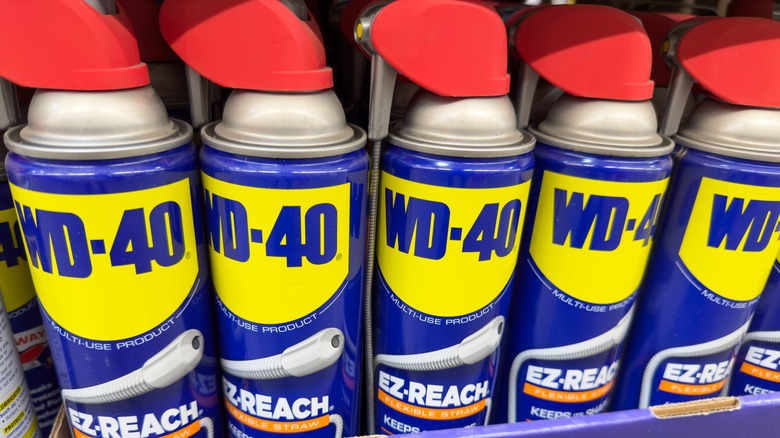 cans of WD-40 on sheld