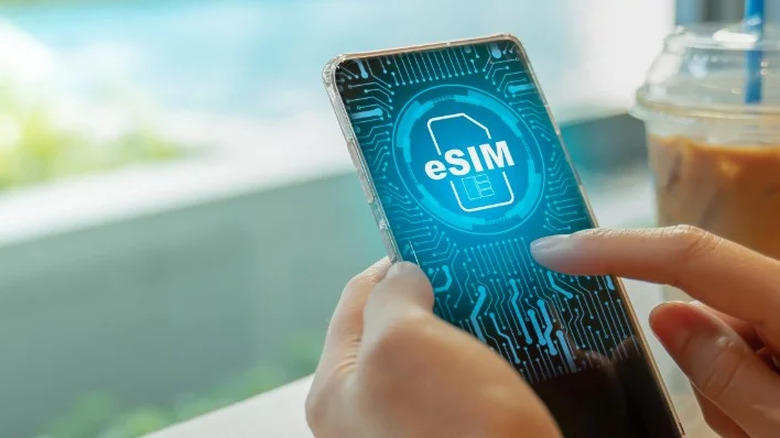 Smartphone with eSIM on screen