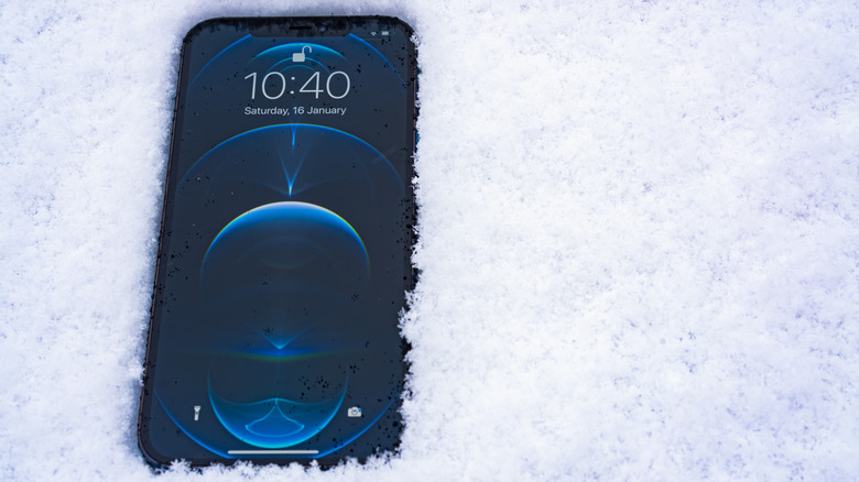iPhone in snow