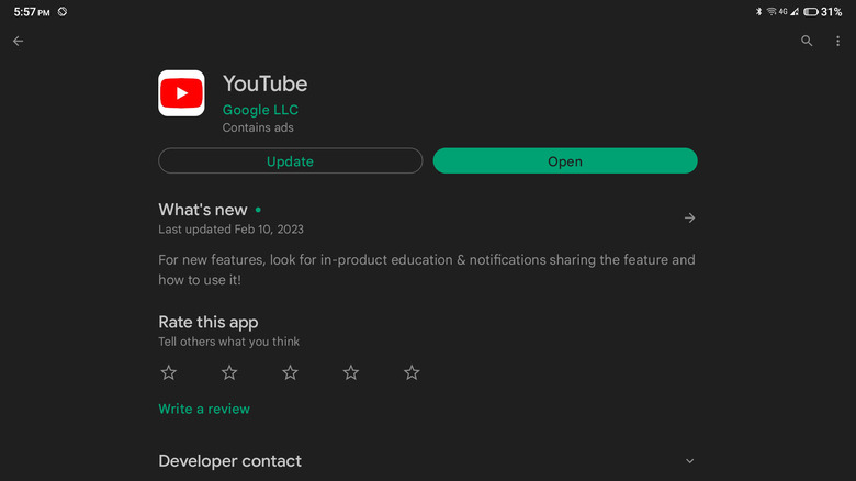 youtube on google play store
