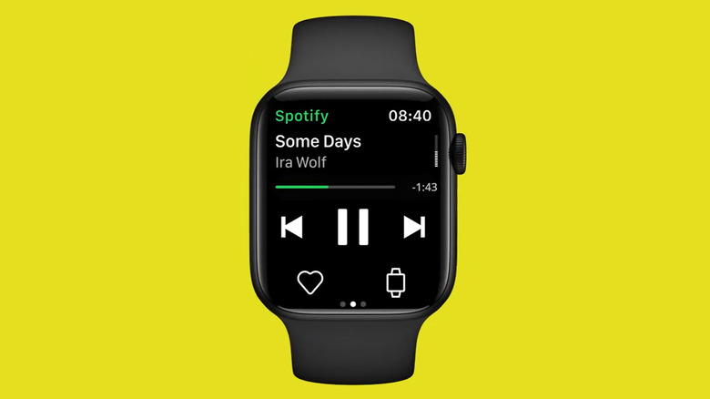 Spotify app playback screen Apple Watch